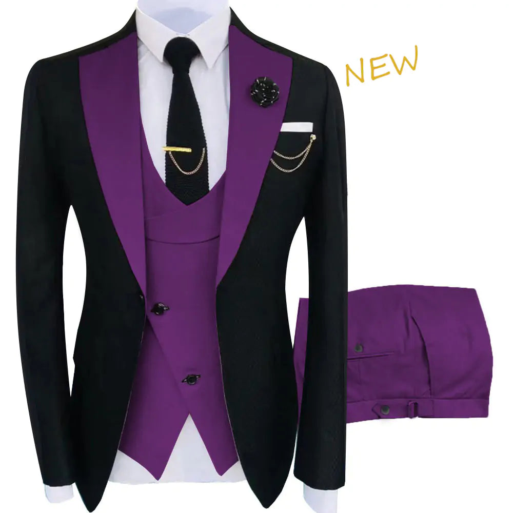 Luxury Men's 3-Piece Tuxedo Set - Jacket, Trousers, Vest