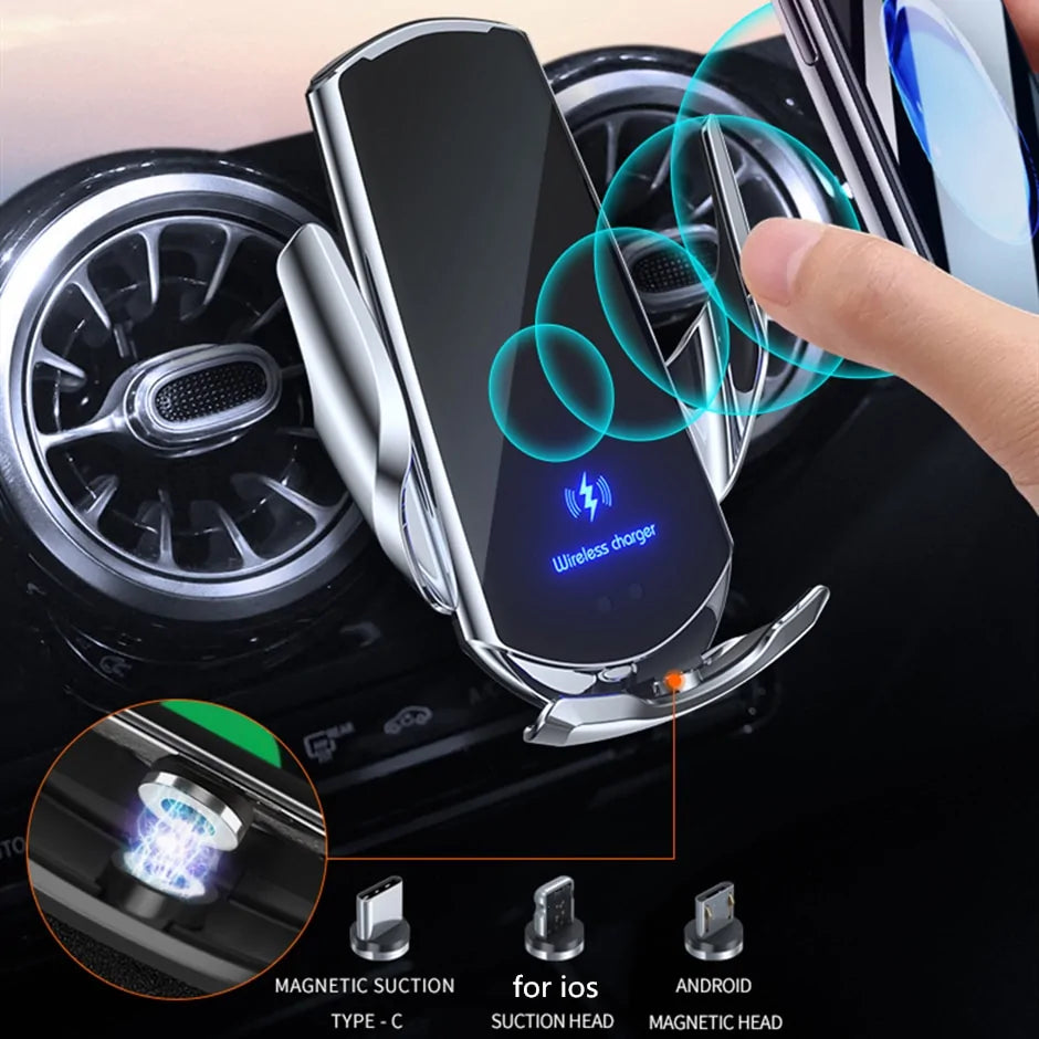 15W Qi Car Wireless Charger with Magnetic Phone Holder