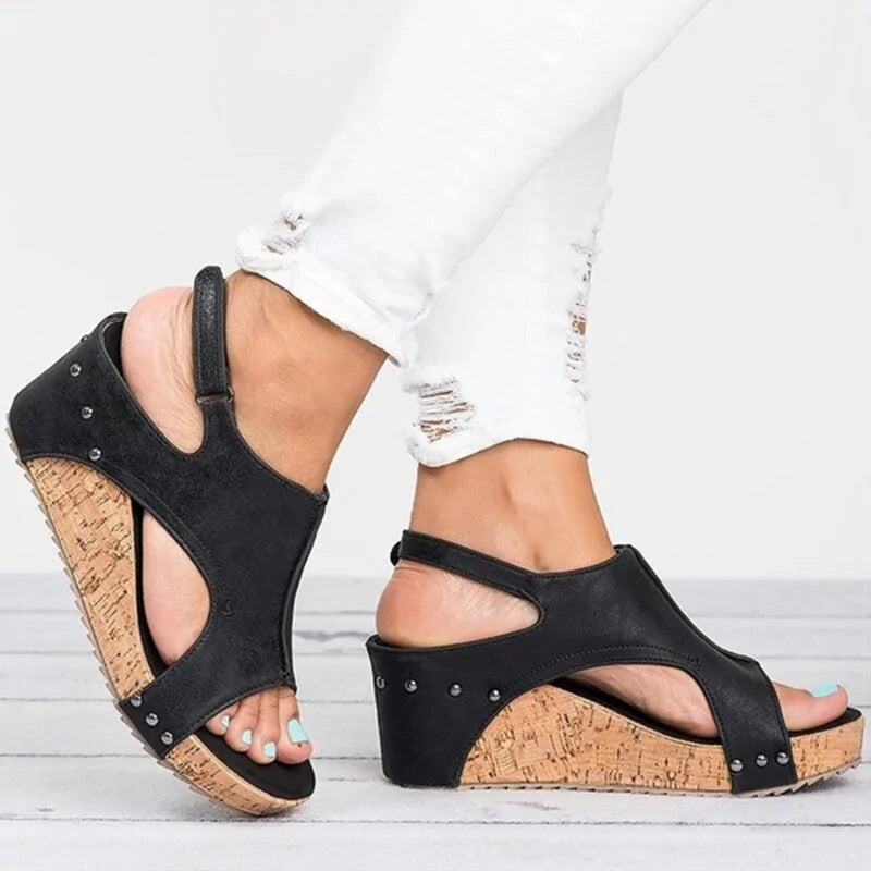 Women's Platform Peep Toe Wedge Sandals