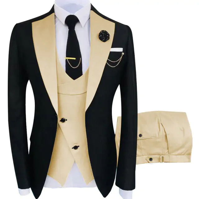 Luxury Men's 3-Piece Tuxedo Set - Jacket, Trousers, Vest