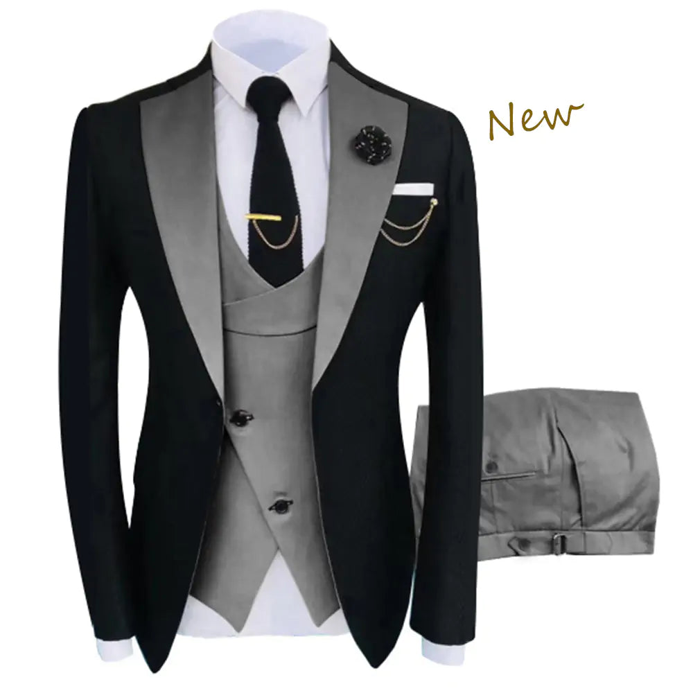 Luxury Men's 3-Piece Tuxedo Set - Jacket, Trousers, Vest