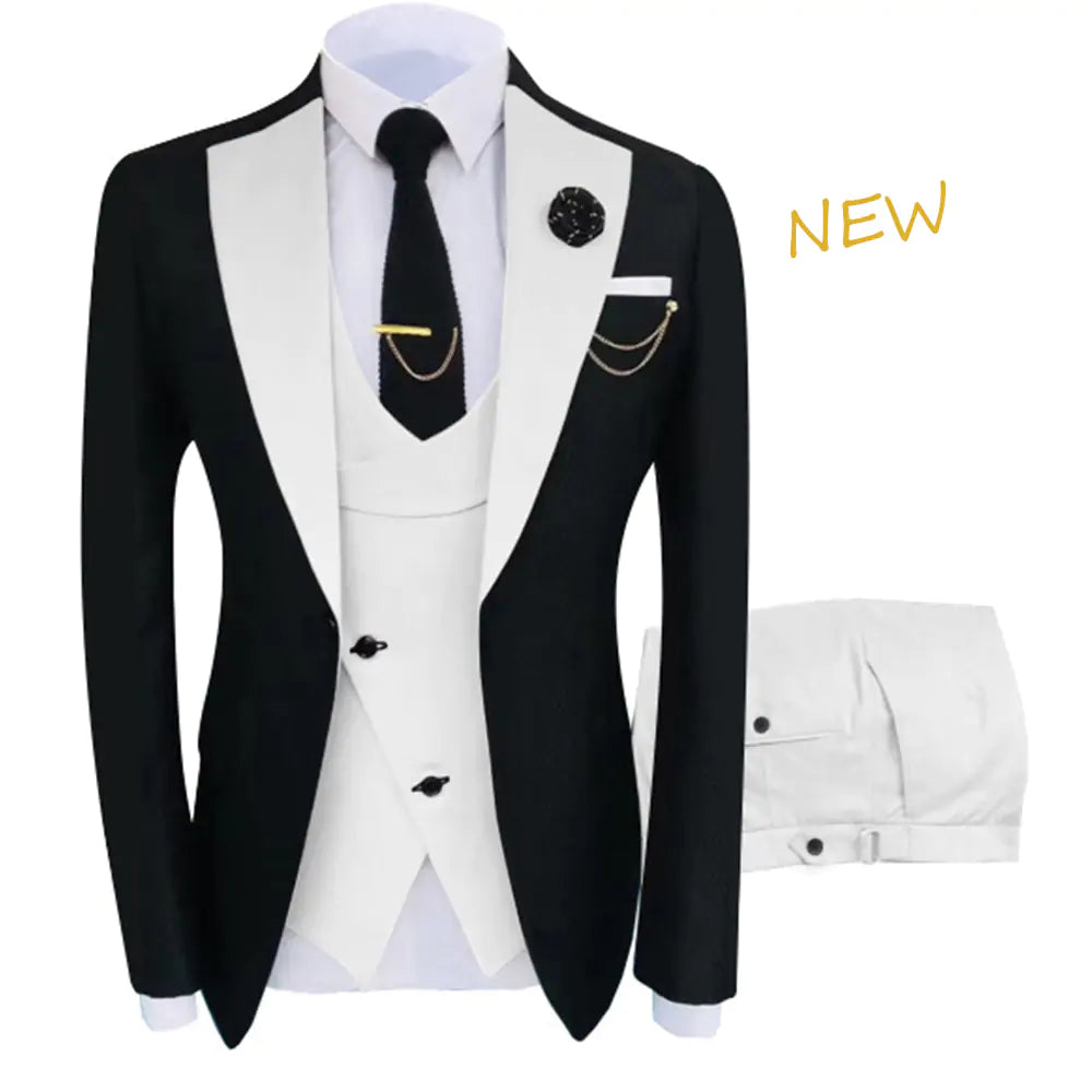 Luxury Men's 3-Piece Tuxedo Set - Jacket, Trousers, Vest