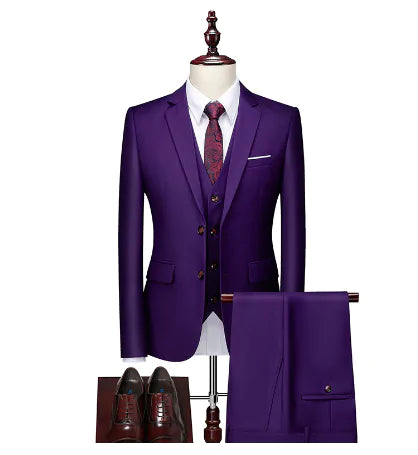 Pure Color Men's Business Suit