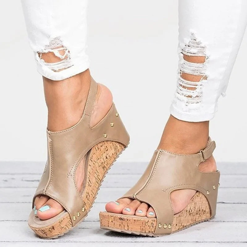 Women's Platform Peep Toe Wedge Sandals