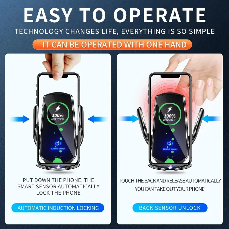 15W Qi Car Wireless Charger with Magnetic Phone Holder