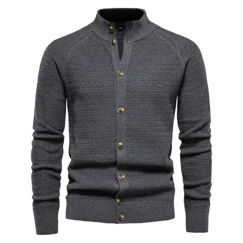 Button Mock Neck Men's Cardigan